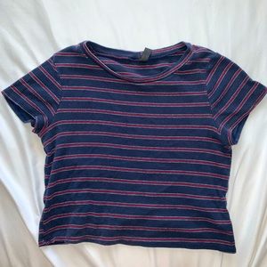 red and blue striped t shirt size small